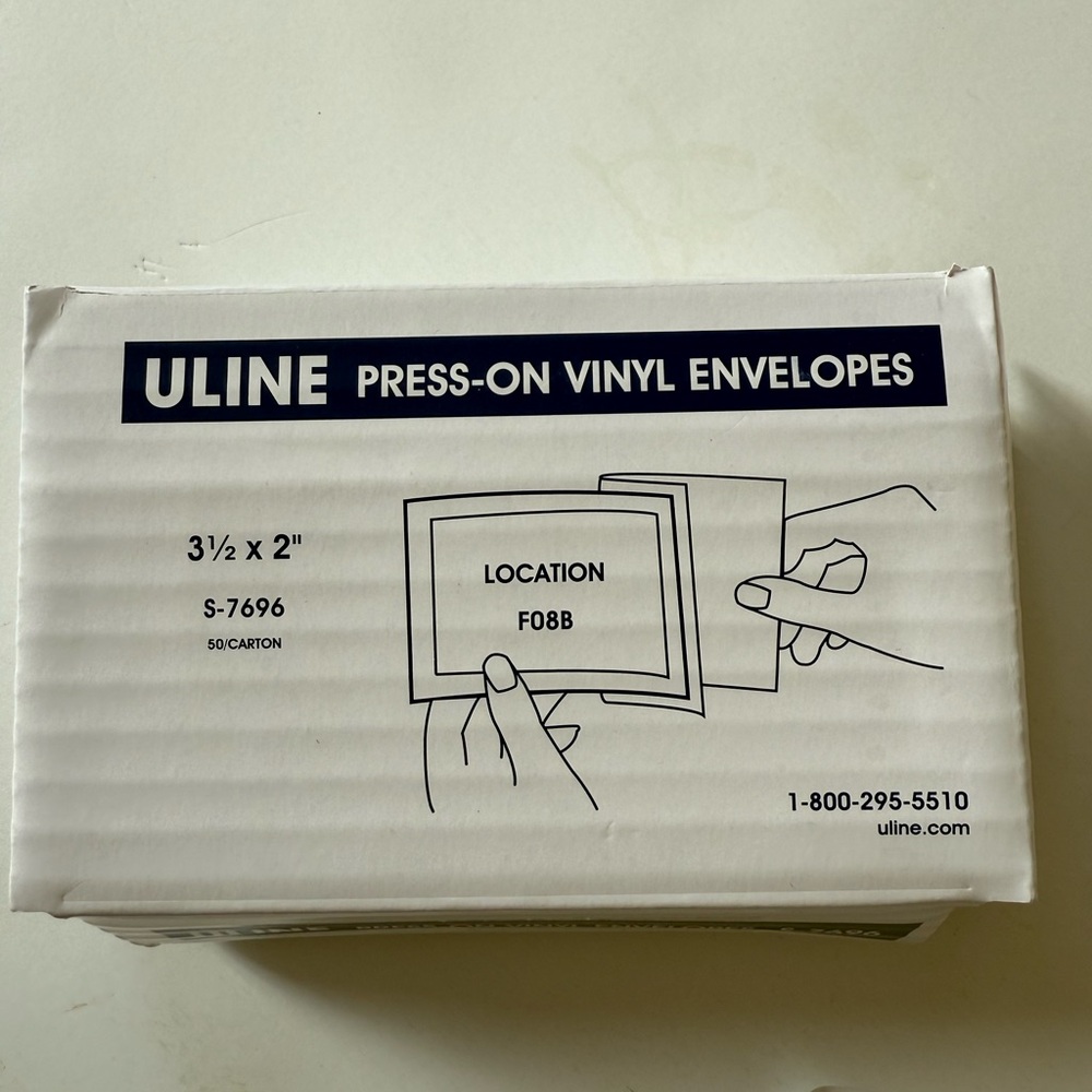 ULINE Press-ON Vinyl envelopes 3.5” X2” count of 26 like NEW